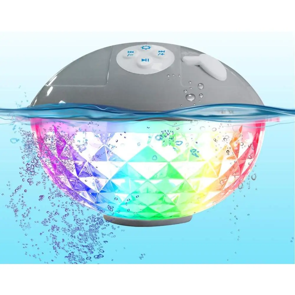 Floating Pool Speakers with Colorful Lights, IP68 Waterproof Bluetooth Speaker for Pool, Crystal Clear Sound Hot Tub Speaker for Pool, Spa and Outdoor