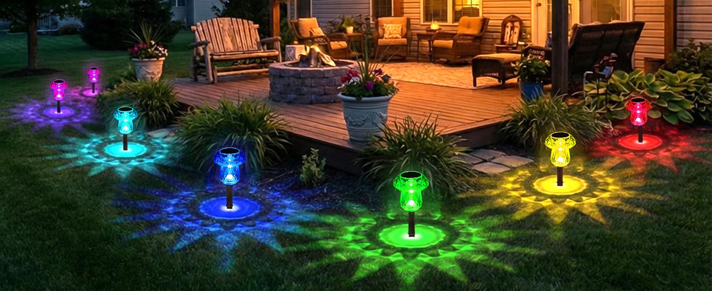 Solar Pathway Lights Outdoor 8 Pack Mushroom Garden Lights Waterproof Solar Powered Yard Lighting for Landscape, Driveway, Path, Walkway, Patio, Outside Garden Decorations, Color Changing