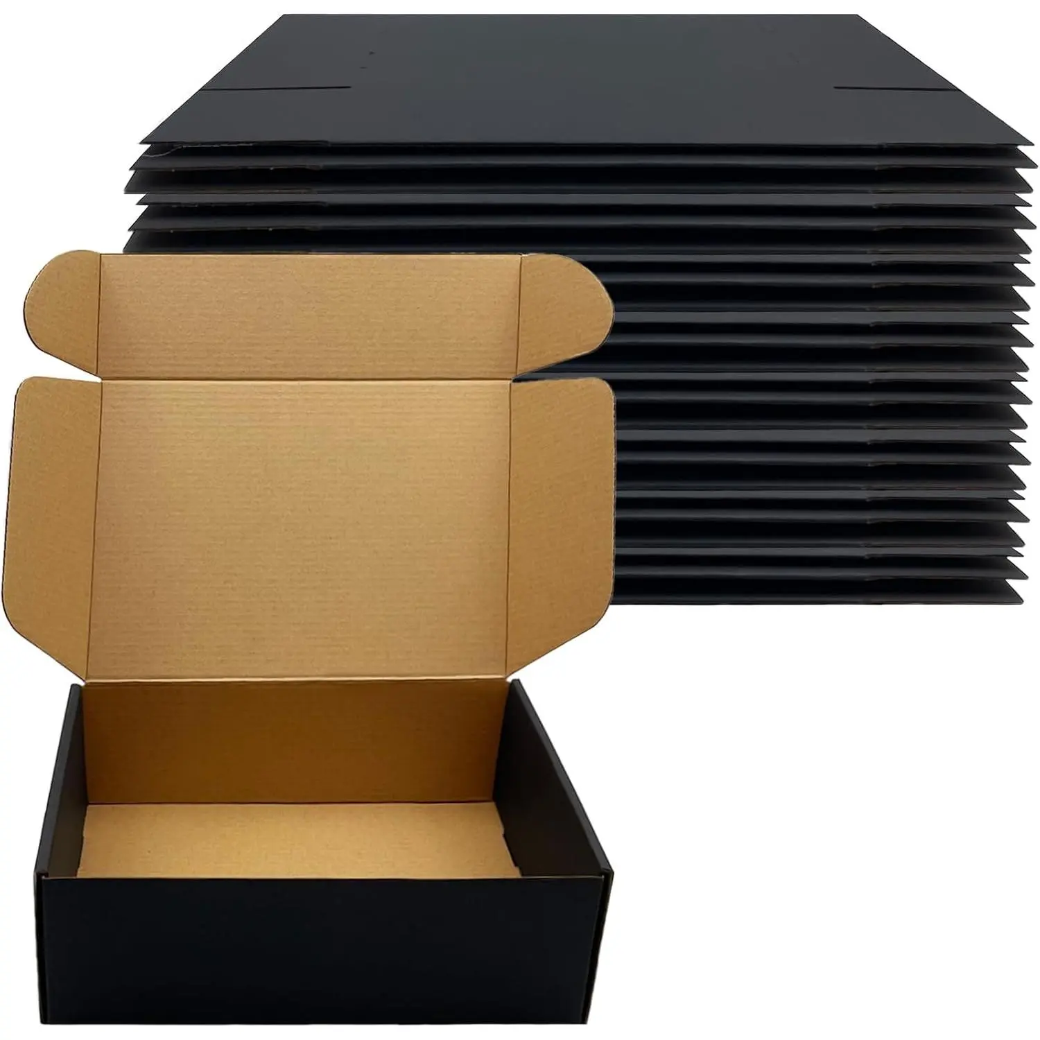 24 Pack 10x7x3 inch Black Shipping Boxes, Cardboard Packaging Boxes for Mailing Shipping Corrugated Cardboard Boxes for Packaging Small Business Craft Flat Shipping Boxes Empty Gifts Giving Products