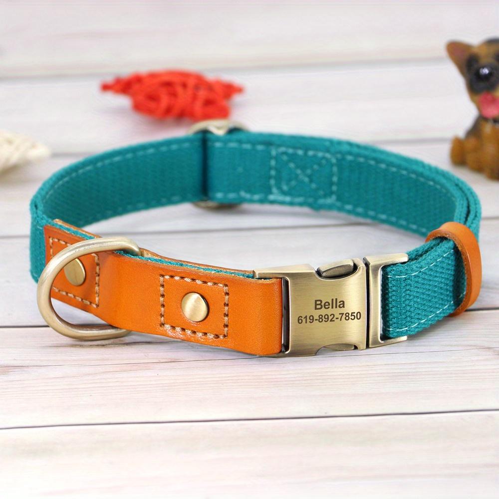 Customizable Adjustable Nylon Dog Collar - Durable, Water-Resistant, and Reflective Pet Collars with Engraved ID Tag and Nameplate - Perfect for Small, Medium, and Large Breed Dogs and Cats