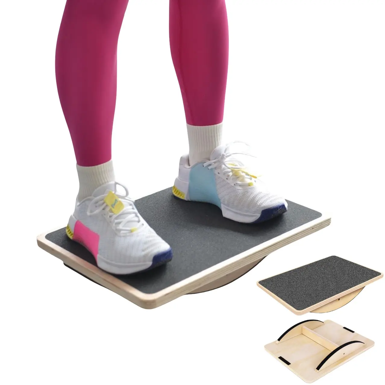 Wooden Balance Board, Non-Slip Wobble Board, Adult Kids Seniors Balance Trainer, Core Strength Exercise Board, Standing Desk Foot Rocker, Yoga Fitness Coordination Trainer, 350lb Capacity, Home Gym Workout Tool, Home Workout Equipment