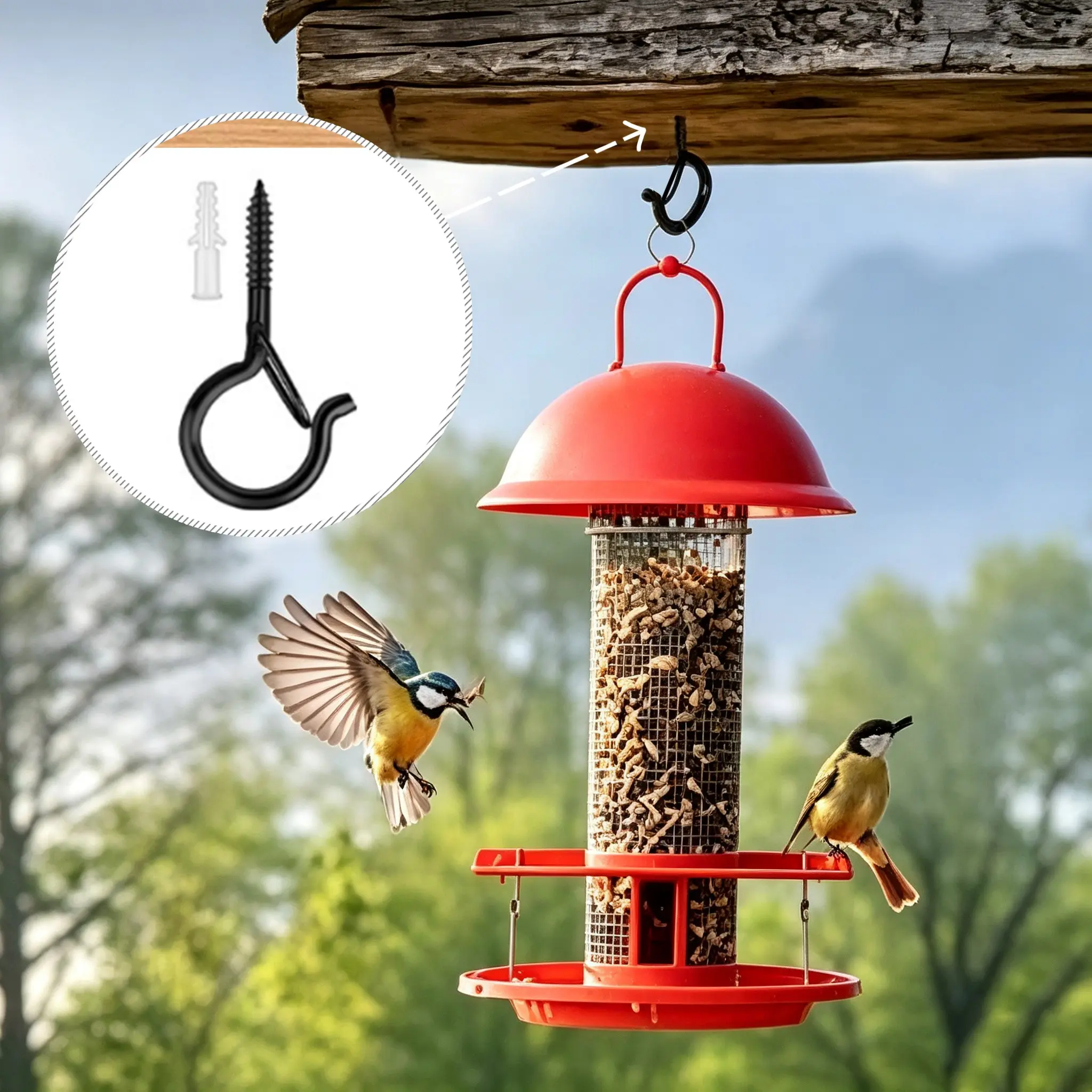 20/30 Safety Screw Eye Hooks, Metal Ceiling Hooks for Heavy Loads, Plant Hangers, Cup Holders, Wind Chimes, Bird Feeders, Outdoor String Lights, 2.26 Inches