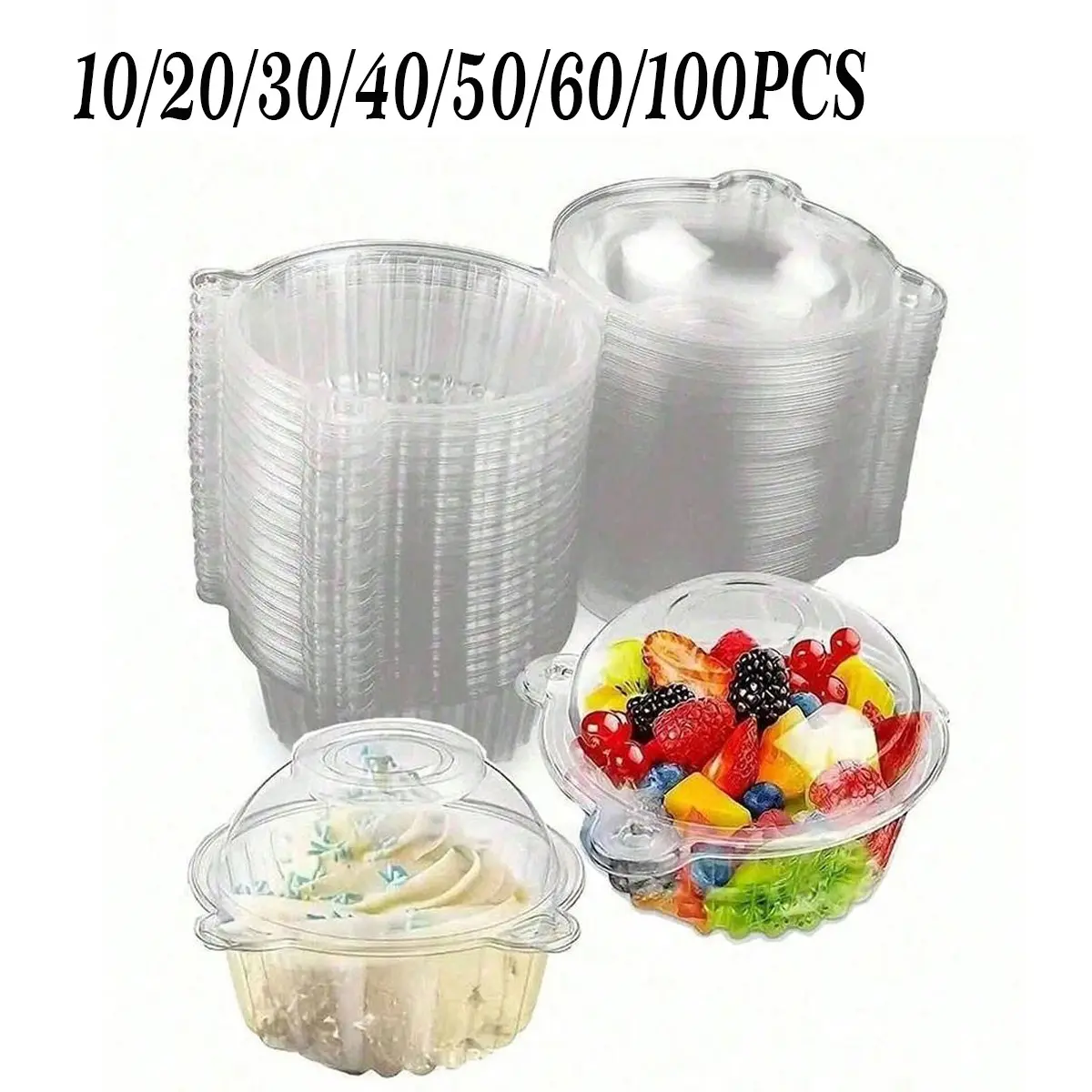 Transparent Plastic Cake Cups, Muffin Dessert Cup Boxes, Disposable Stackable Paper Cupcake Containers with Lids, Individual Cupcake Containers, Ideal for Parties Weddings