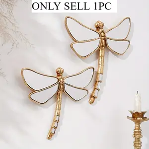 1pc Golden Dragonfly Wall Decor - Elegant Minimalist insect Decoration with Mirror-like Golden Finish, for Living Room, Office, Entomology Museum - Perfect Gift for Bug Lovers & Nature Enthusiasts, Modern Decor, Mirrored Wings