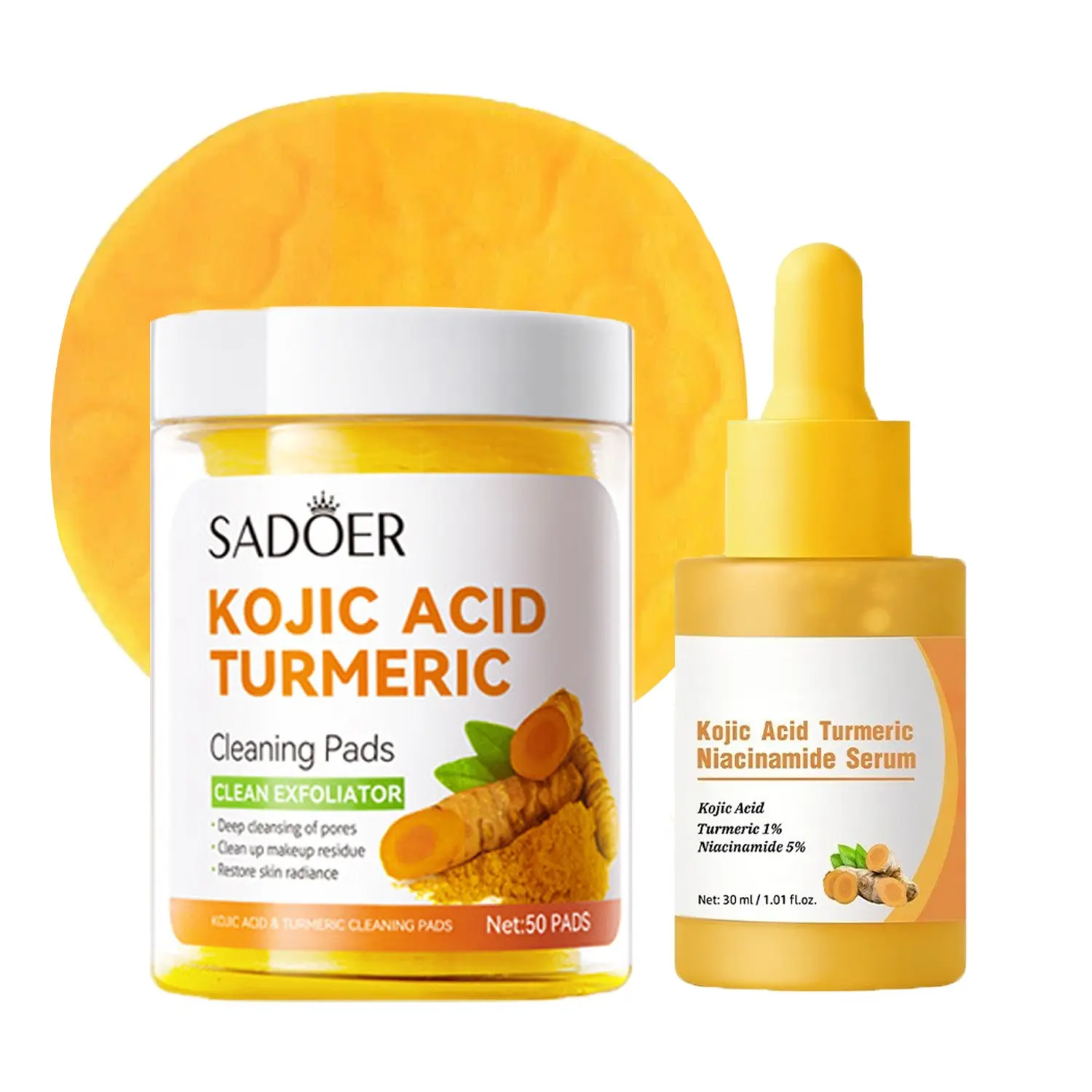 Kojic Acid Turmeric Power Duo for Face & body | Ideal for Troubled Skin & Use After Spot Care | Soothing & Calming with Kojic Acid, Turmeric, Niacinamide Brightening Bundle