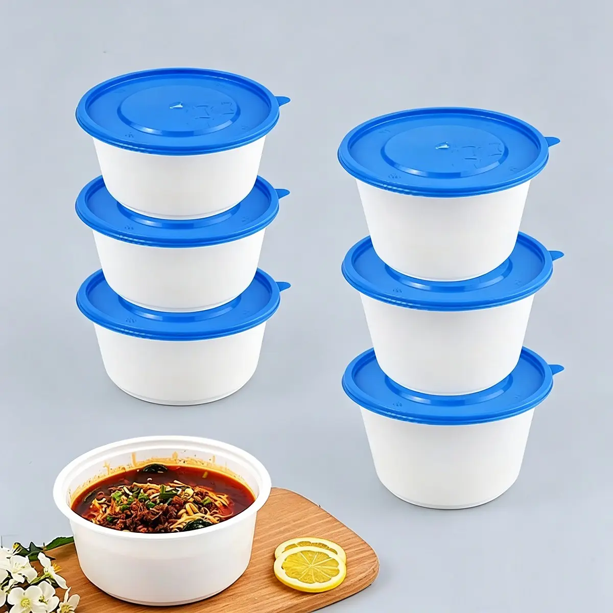 Disposable Soup Bowl Food Container, Leak-Proof Plastic Takeout Box with Lid, Microwave Safe, Ideal for Packing Meals and Storing Food, Food Storage Bowls, Disposable Food Containers