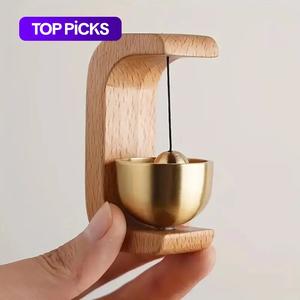 suction door type solid wood wind chime, 1 count magnetic hangable entry door bell, vintage door bell hanging ornament, home decor supplies, wall decor, modern, doorbell