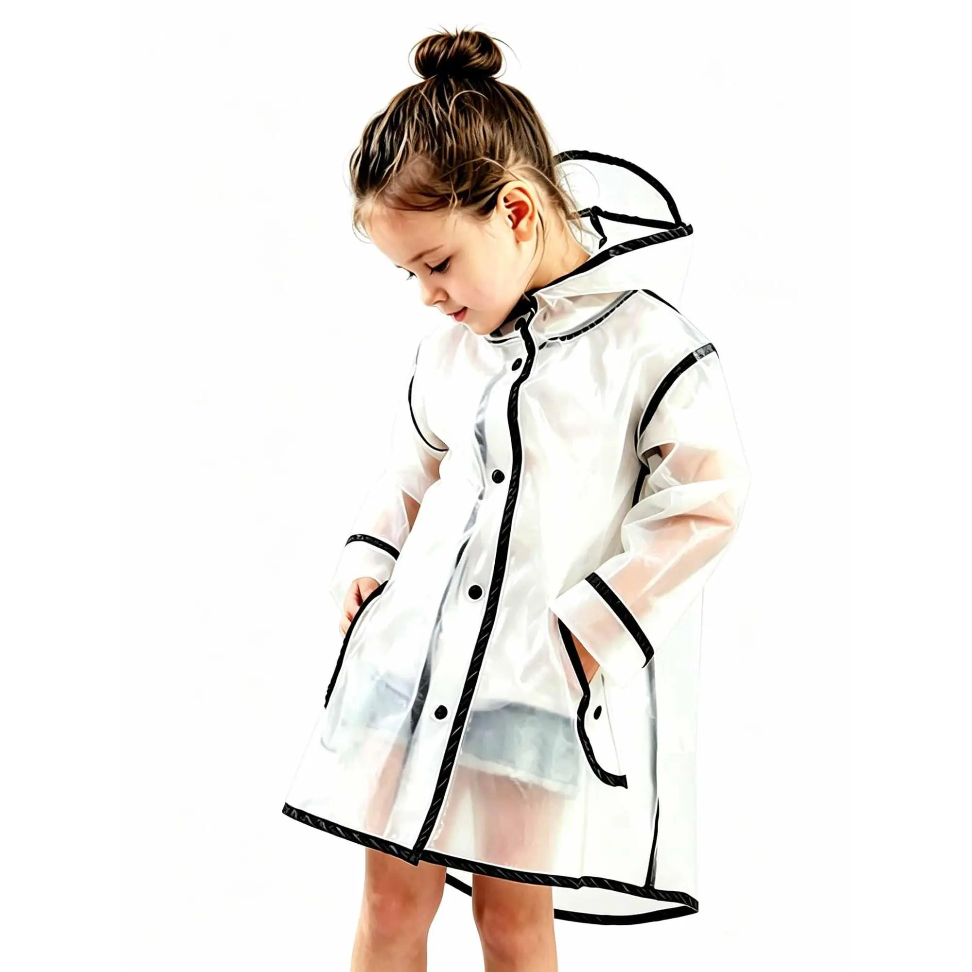 Cpzvucak Kids Boy Girls Rain Jacket Coat Raincoat with Hood Poncho Jacket Lightweight Raincoat Waterproof with Hood Protective Poncho Jacket Pockets 1-10 Years