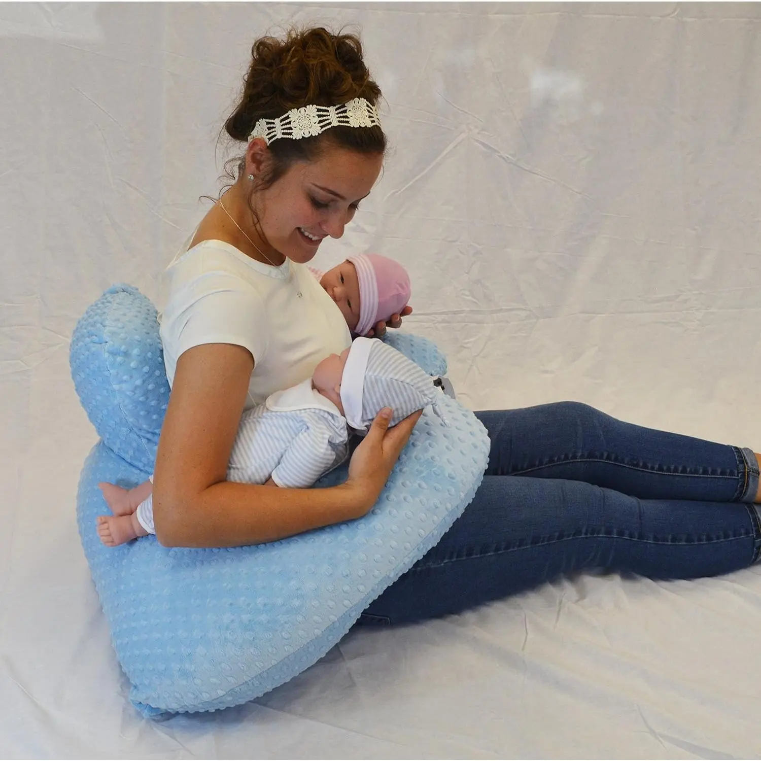 Nursing Pillow |   Bottle or Breastfeeding |   Plus Size Friendly - Blue