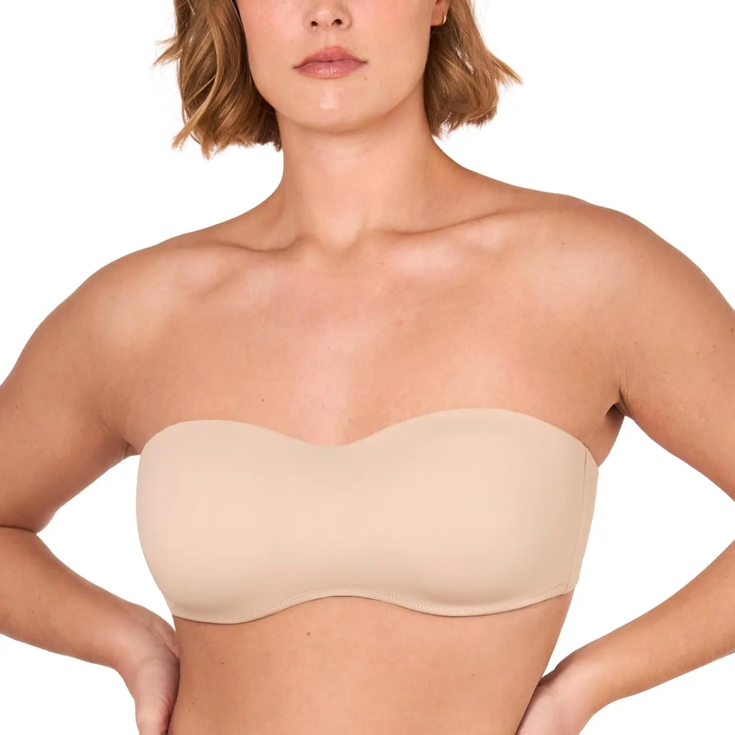 Women's Strapless Minimizer Bra - Seamless, Underwire, Unlined Bandeau Bra for Big Busts with Minimalist Design
