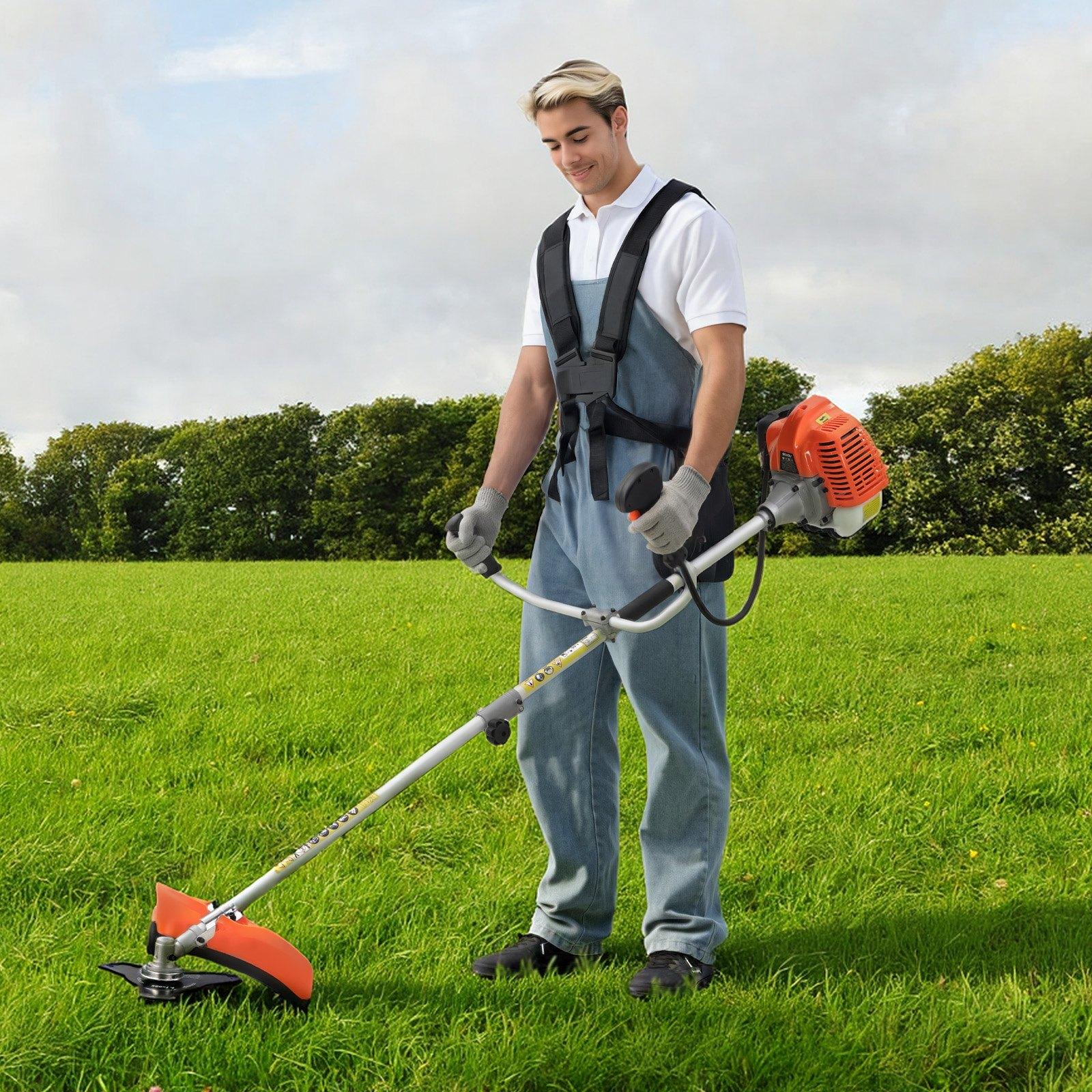VEVOR Cordless String Trimmer, 52 cc 2-Stroke, Gas Powered Weed Wacker, 17" Cordless Grass Trimmer, Multi-Functional Lawn Edger with Shoulder Strap & 3T Blade, Weed Eater for Quick Grass Cleaning