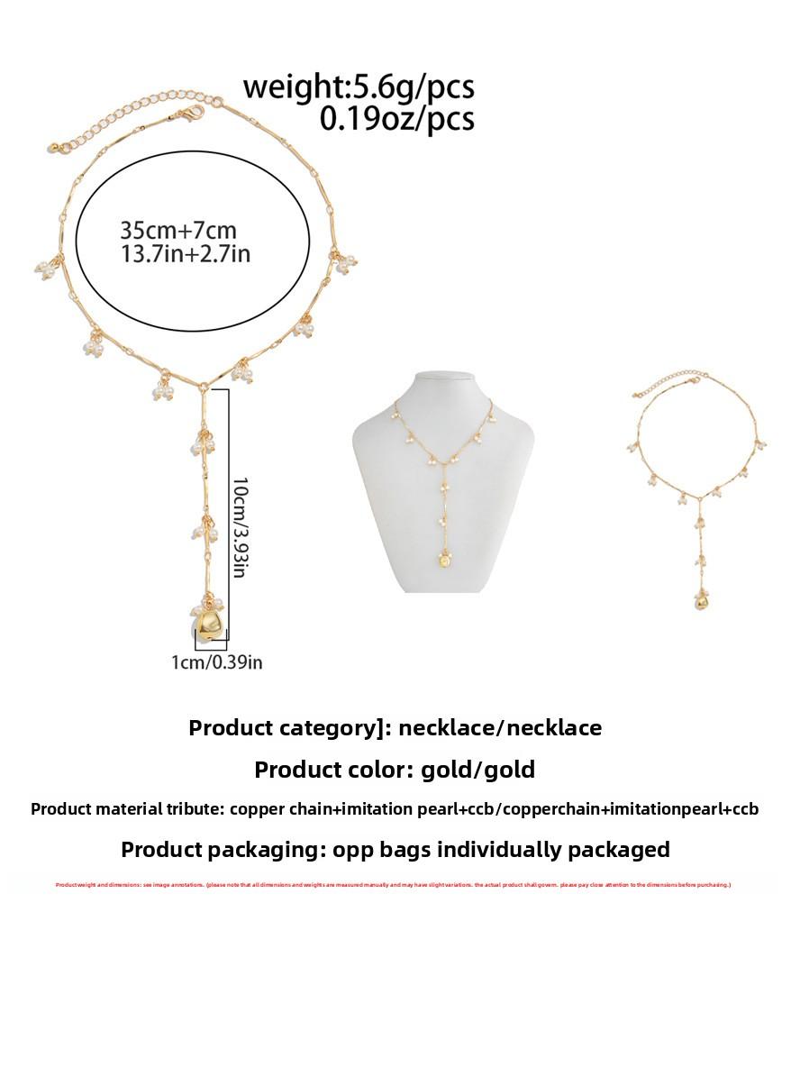 French Elegant Pearl Beaded Necklace – Trendy Tassel Bone Chain Metal Choker