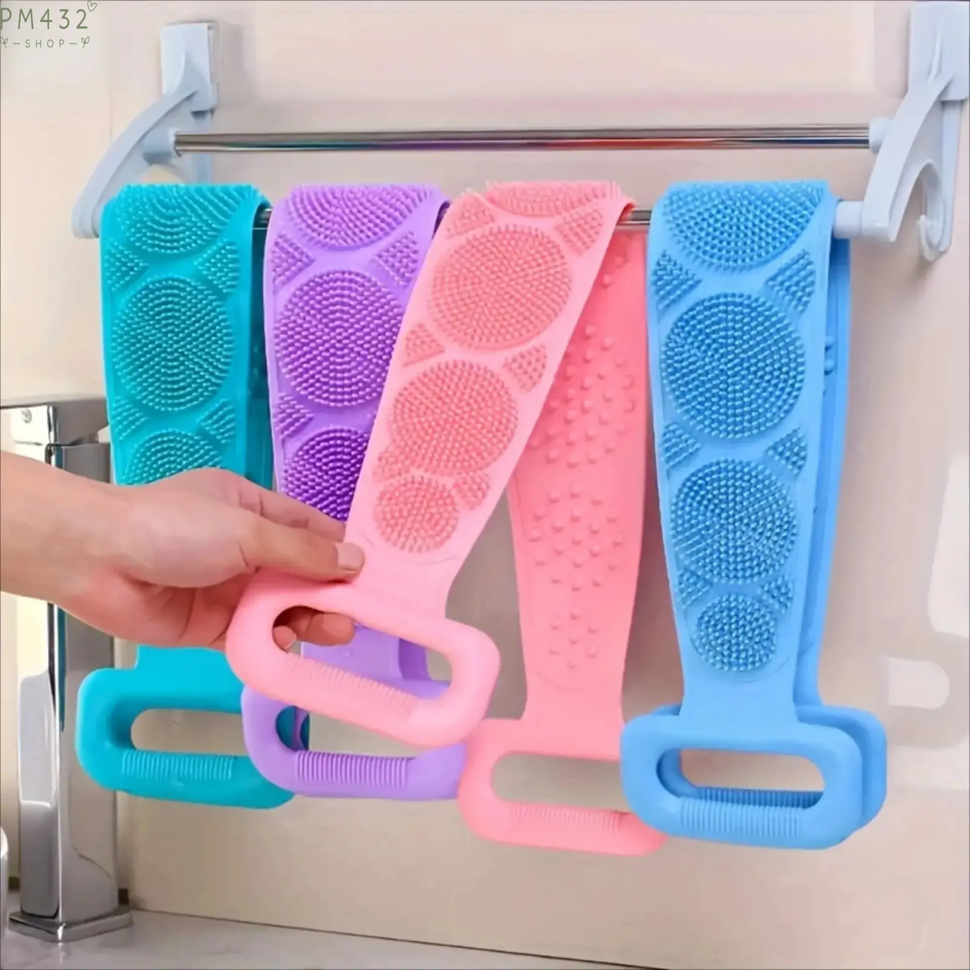 Unisex 1-2PCS Silicone Body Scrubber Daily Bath Set Pack - Exfoliating Shower Brush, Back Scraper Strap, Gentle Deep Clean Tool, Double-Sided Massage Sponge, Home Spa Skin Care Accessory