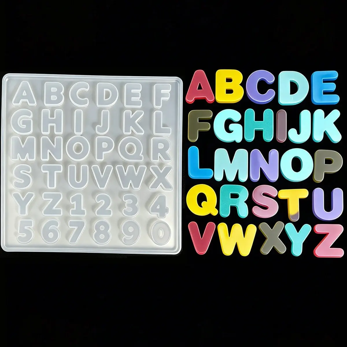 1Pcs Silicone Mold Set A-Z Letters & Numbers 0-9, DIY Resin Keychain Decor Tool, Large Size Alphabet Molds for Craft Projects