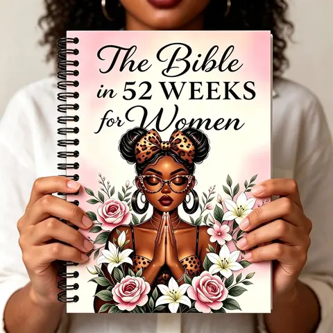 Black Women Bible Study Notebook, 52-Week Bible Reading Plan, Christian Devotional Journal, Prayer Reflection Workbook, Spiritual Growth Gift