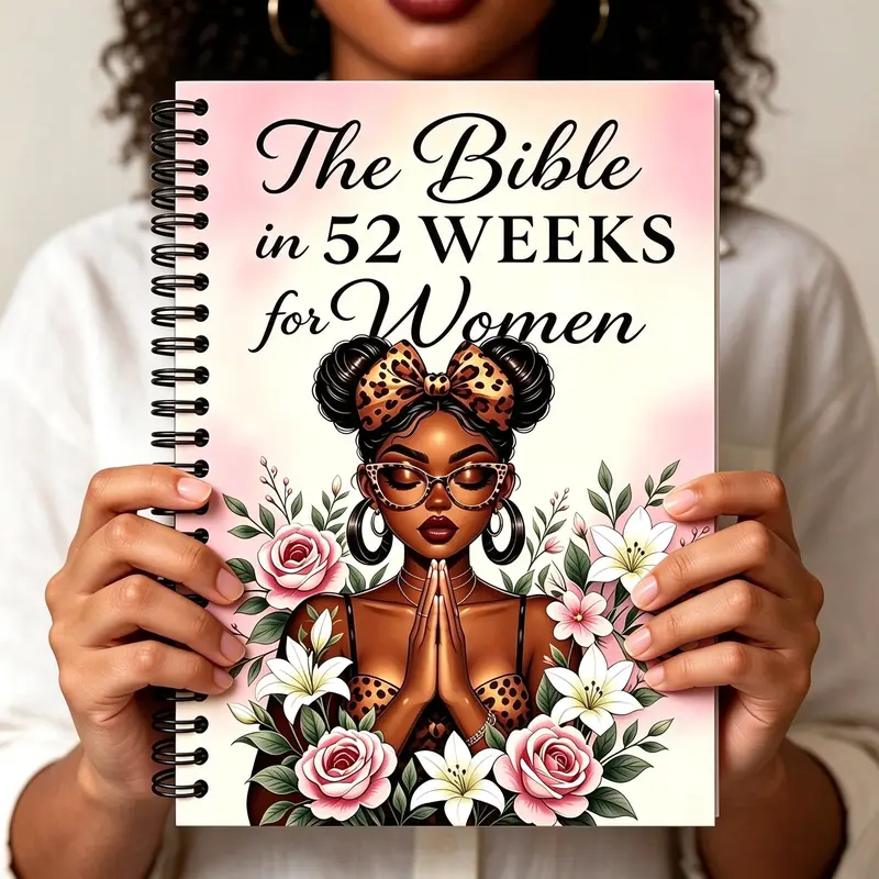 Black Women Bible Study Notebook, 52-Week Bible Reading Plan, Christian Devotional Journal, Prayer Reflection Workbook, Spiritual Growth Gift