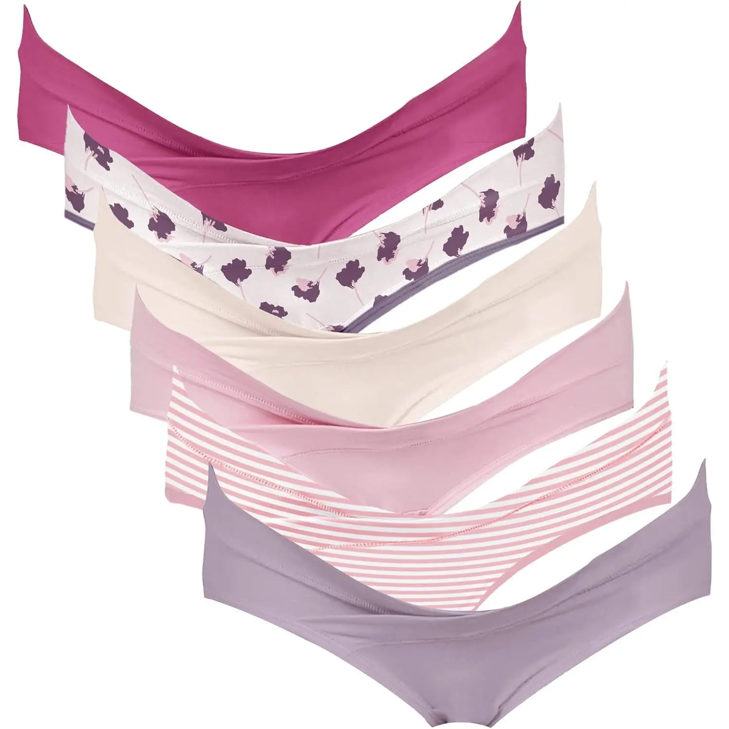 Women's Cotton Supportive Brief Maternity Panty - 3-pk Basics, Under-Bump Fit, 5% Spandex, Breathable, Floral, for Prenatal & Postpartum Use, Breathable Maternity Panty, Bikini Cut