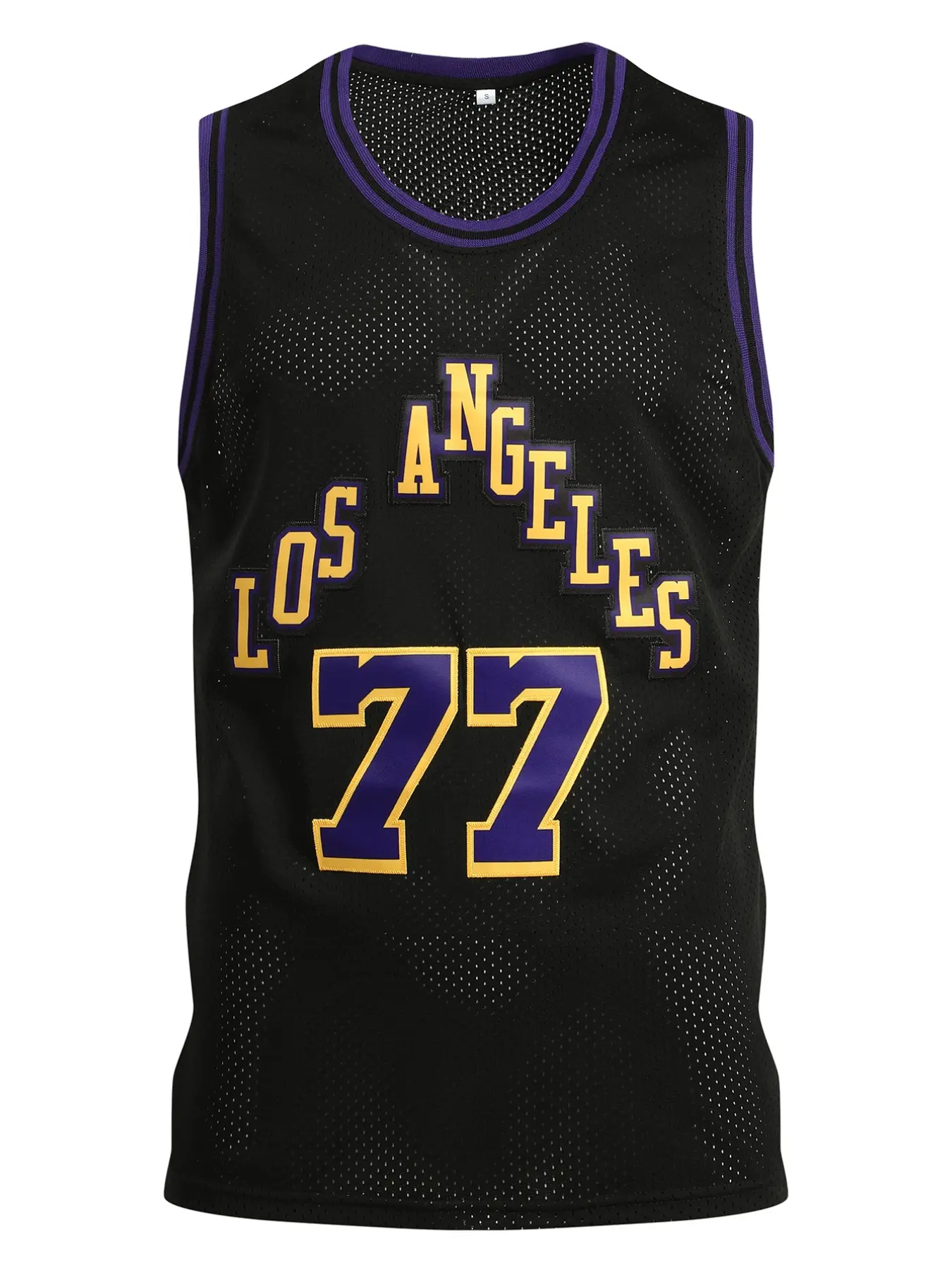 Men's 77 Black Basketball Jersey, Embroidery Sportswear, Casual Short Sleeve Tank Top, Fitted Long Clothing, H Type Pattern, Casual Sporty Top