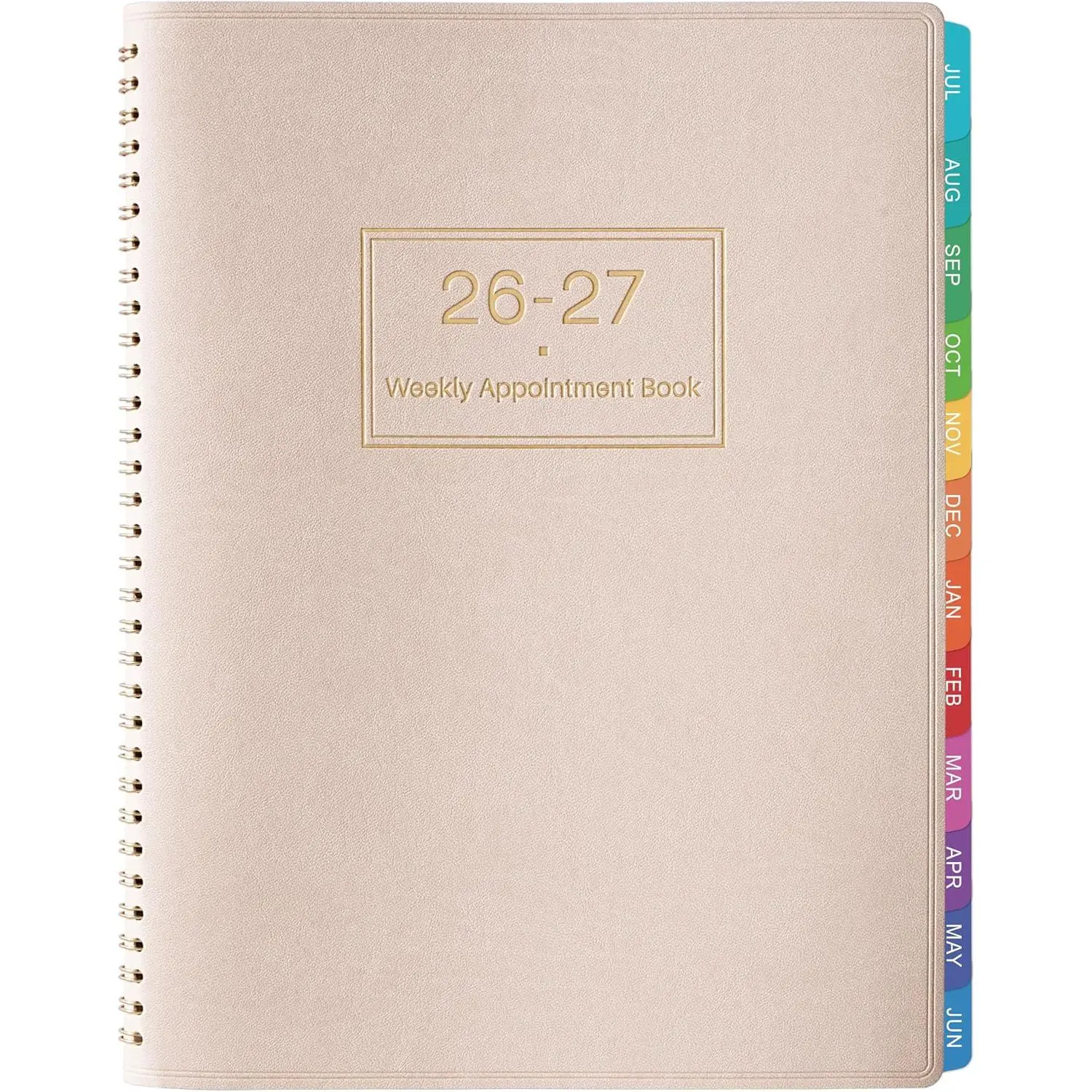 Appointment Book 2026-2027, July 2026 - June 2027, 8.5" x 11" | Daily Hourly Planner 2026-2027, Appointment Planner with 15-Minute Interval, Flexible Soft Cover, Colorful Tabs - OffWhite