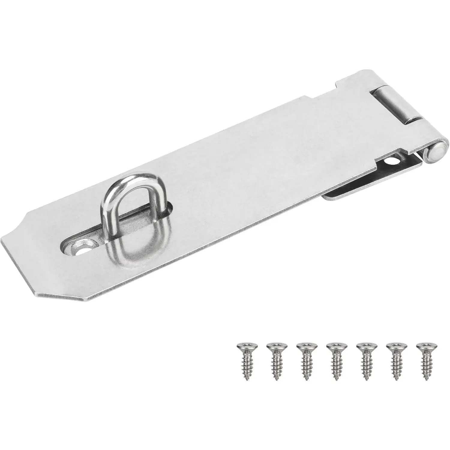 Stainless Steel Hasp Latch, Heavy Duty Hardware Padlock Latch Can be   Gates, Bedroom Doors, Cabinets, Sheds, 5 Inch Safety Door Hasp Latch Lock Comes with Screws, , 1 Pack