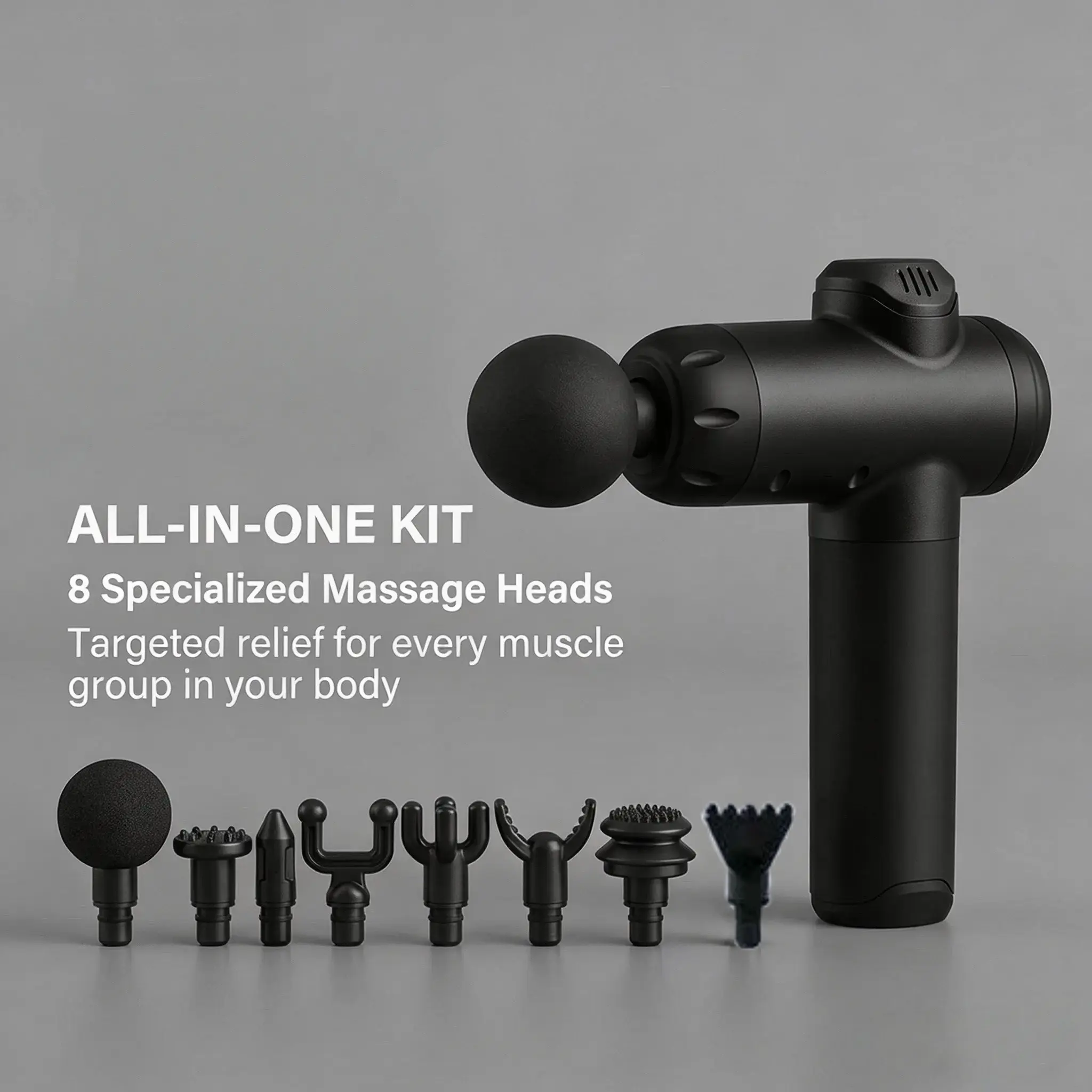High-Quality Mini Massage Gun, USB-C Interface, 8 Attachments, 99 Adjustable Intensity Levels, Relieves Muscle Pain, Relaxing Massager