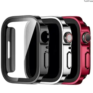 3-Pack Electroplated Full Coverage Protective Case Compatible with Apple Watch Series 11 10 9 8 7 6 5 4 SE & Ultra, PC Hard Bumper Cover with Tempered Glass Screen Protector, Lightweight Scratch-Resistant Watch Accessory for 40mm 41mm 42mm (Series 10/11)
