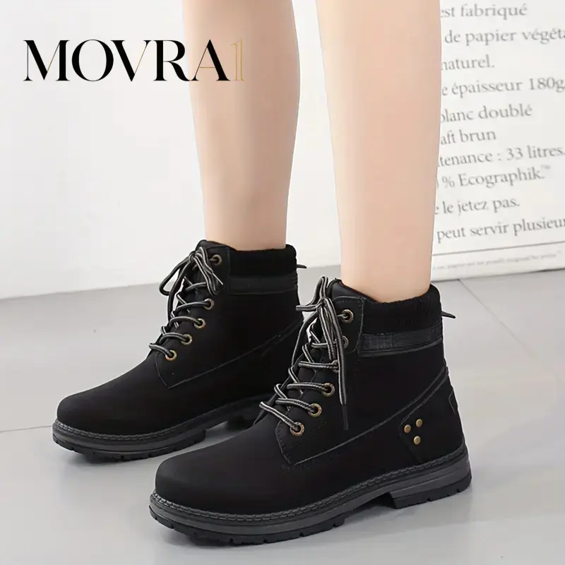 MOVRA1 Women's Fashion Non-Mid-Calf Hiking Boots, Comfortable Solid Color Outdoor Boots Shoes Chukka Boots