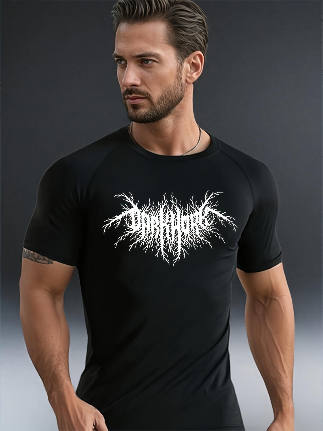 Men's Quick-Drying Compression Sweatshirt - Moisture-wicking and sweat-absorbing fitness top with thorn print, high-elasticity and breathable short sleeves, suitable for training, running, cycling, yoga and outdoor activities, slim fit.