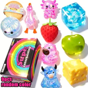 9-Piece Malt Sugar Stress Relief Fidget Set, Creative Slow-Return Squishy Toys, 9 Styles, Party Gifts, Holiday Presents