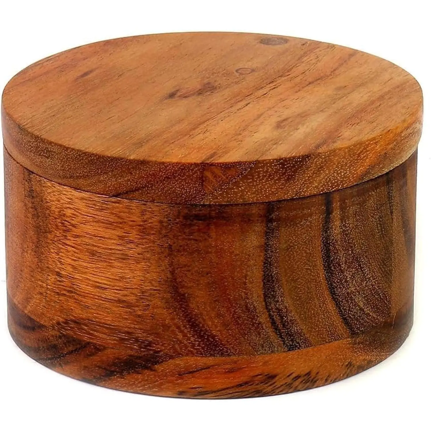 Acacia Wood Salt or Spice Box with Swivel Cover perfect for keeping table salt, gourmet salts, herbs or favorite seasonings, close at hand on your countertop.