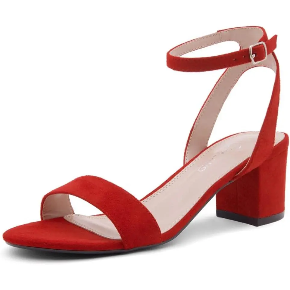 Women's Low Heels – 2.75 Inch Chunky Block Heeled Sandals |   Clear Sandals, Open Toe Dressy Short Heels with Ankle Strap for Wedding, Prom & Evening Party Occasions