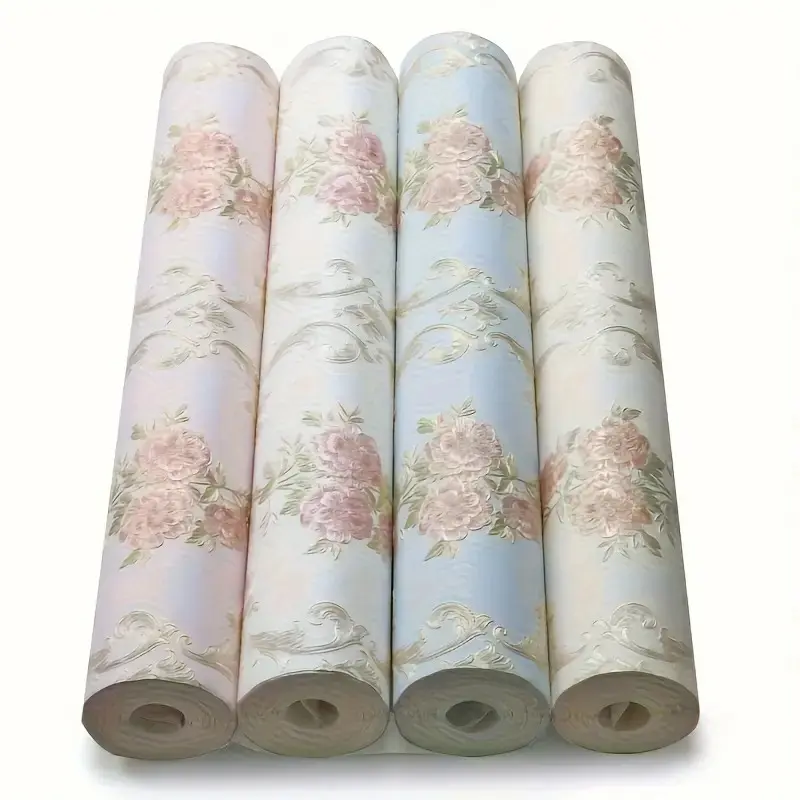 Self-Adhesive European Non-Woven Wallpaper, Peel-And-Stick, Bedroom Living Room TV Background, Elegant Floral Design, High-Quality Vinyl
