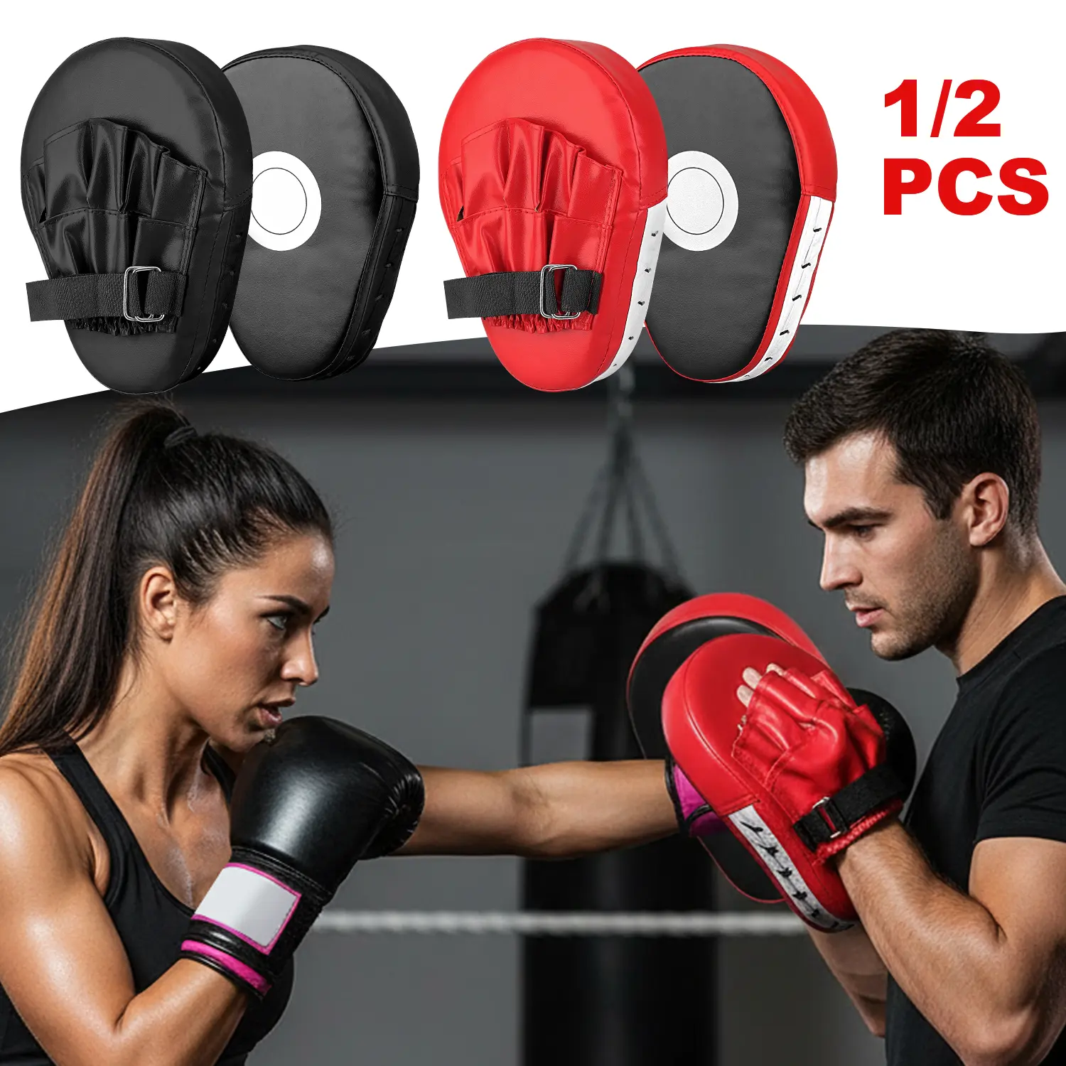 1/2 PCS Curved Boxing Focus Punch Mitts Durable PU Shock Absorb Training Hand Target Adjustable Wrist Belt Suitable for Boxing, Muay Thai, Taekwondo, MMA Indoor Outdoor Sparring Practice