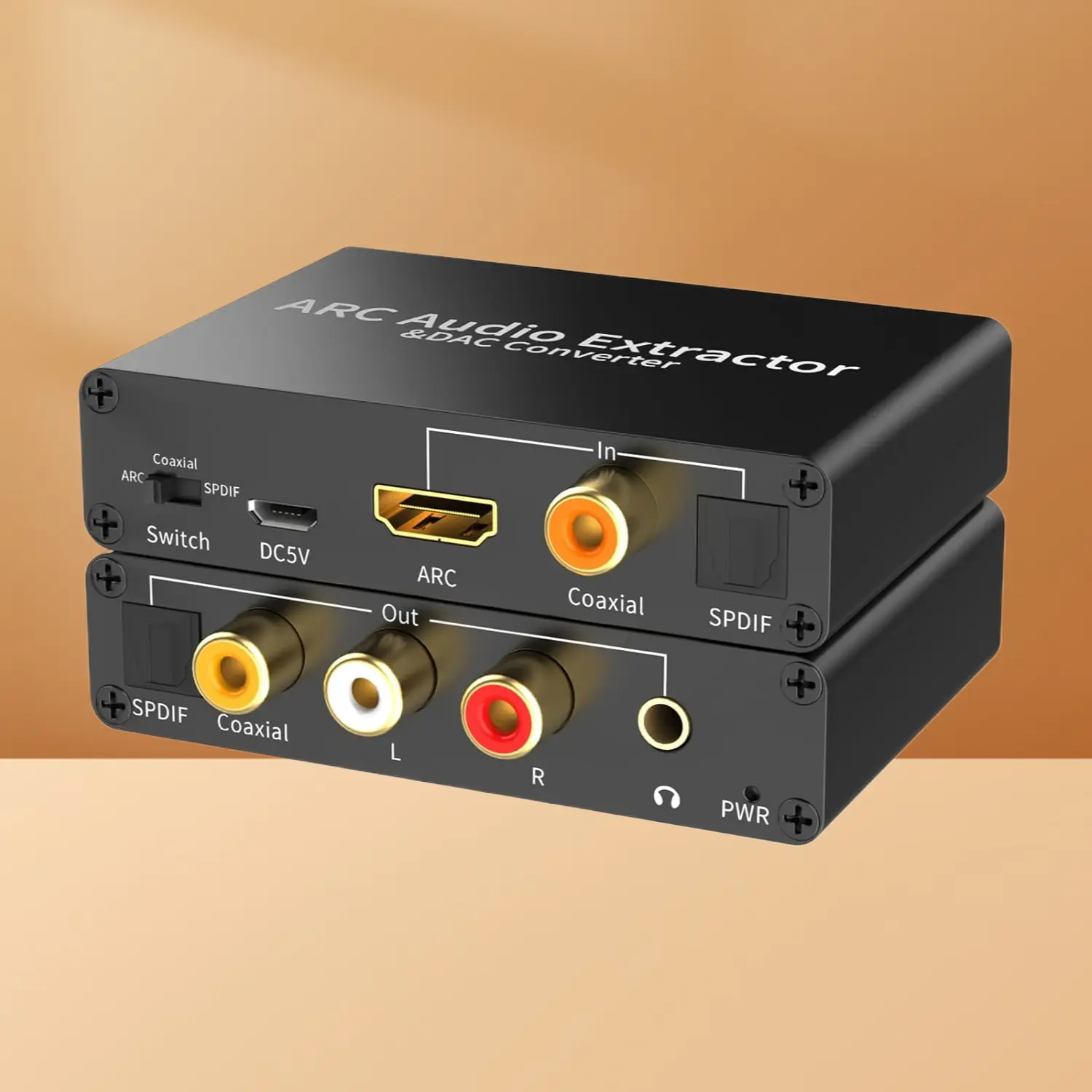 192KHz Lossless DAC HDMI ARC Audio Extractor - Compact Digital-to-Analog Converter for Television, PS4, DVD Players, with Optical, Coaxial, SPDIF Inputs, RCA, 3.5mm Stereo/Headphone Jack Outputs