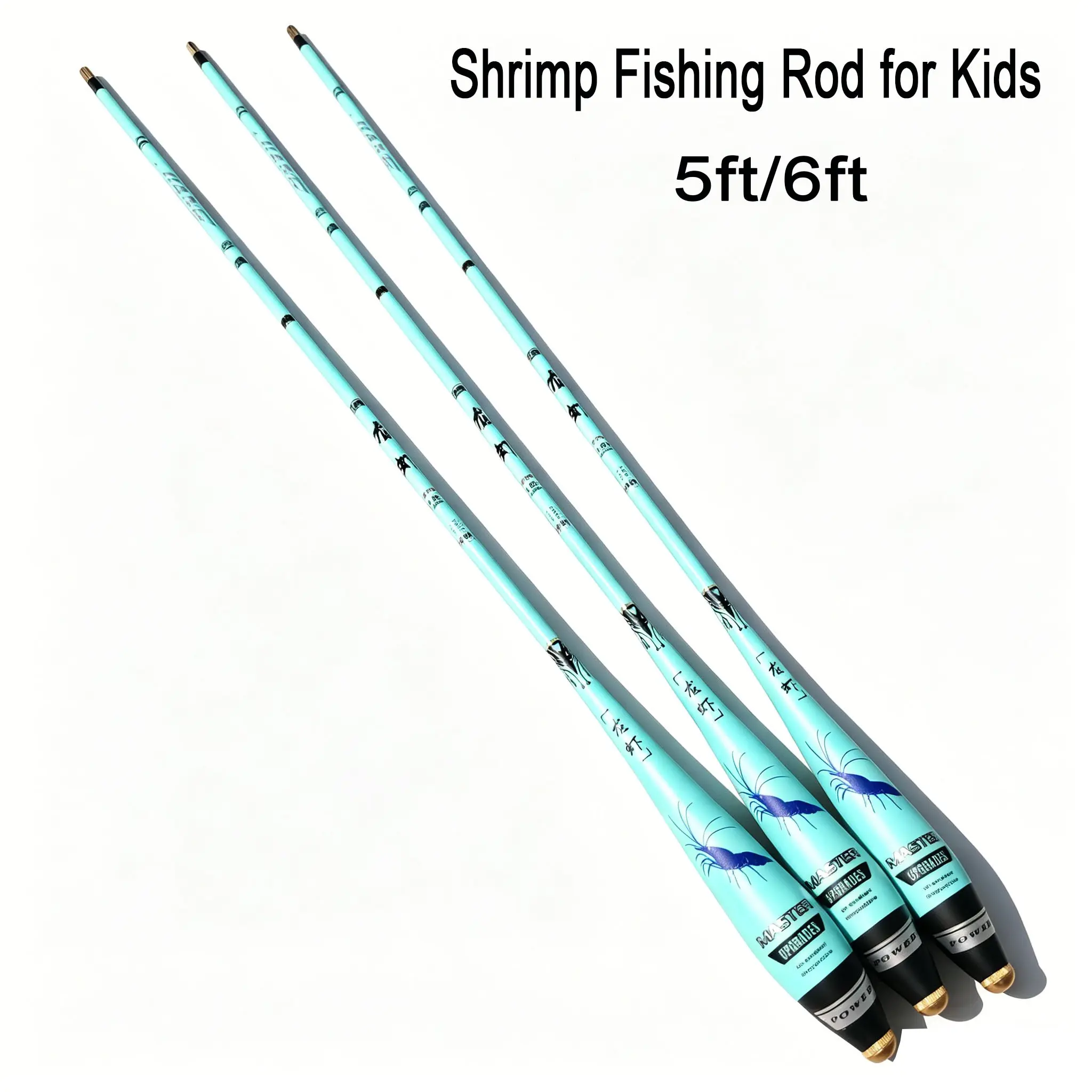 Ultra Lightweight Carbon Fiber Shrimp Fishing Rod, Portable Telescopic Hand Pole, 6ft 5ft Soft Rod for Kids, Outdoor Stream Fishing