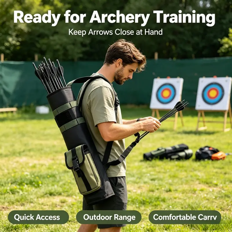 Portable Large Capacity Archery Back Quiver Bag, Multi-Functional Tactical Arrow Storage Backpack With Adjustable Shoulder Strap, Wear Resistant Oxford Fabric Arrow Holder For Outdoor Archery, Hunting & Fishing Gear Storage