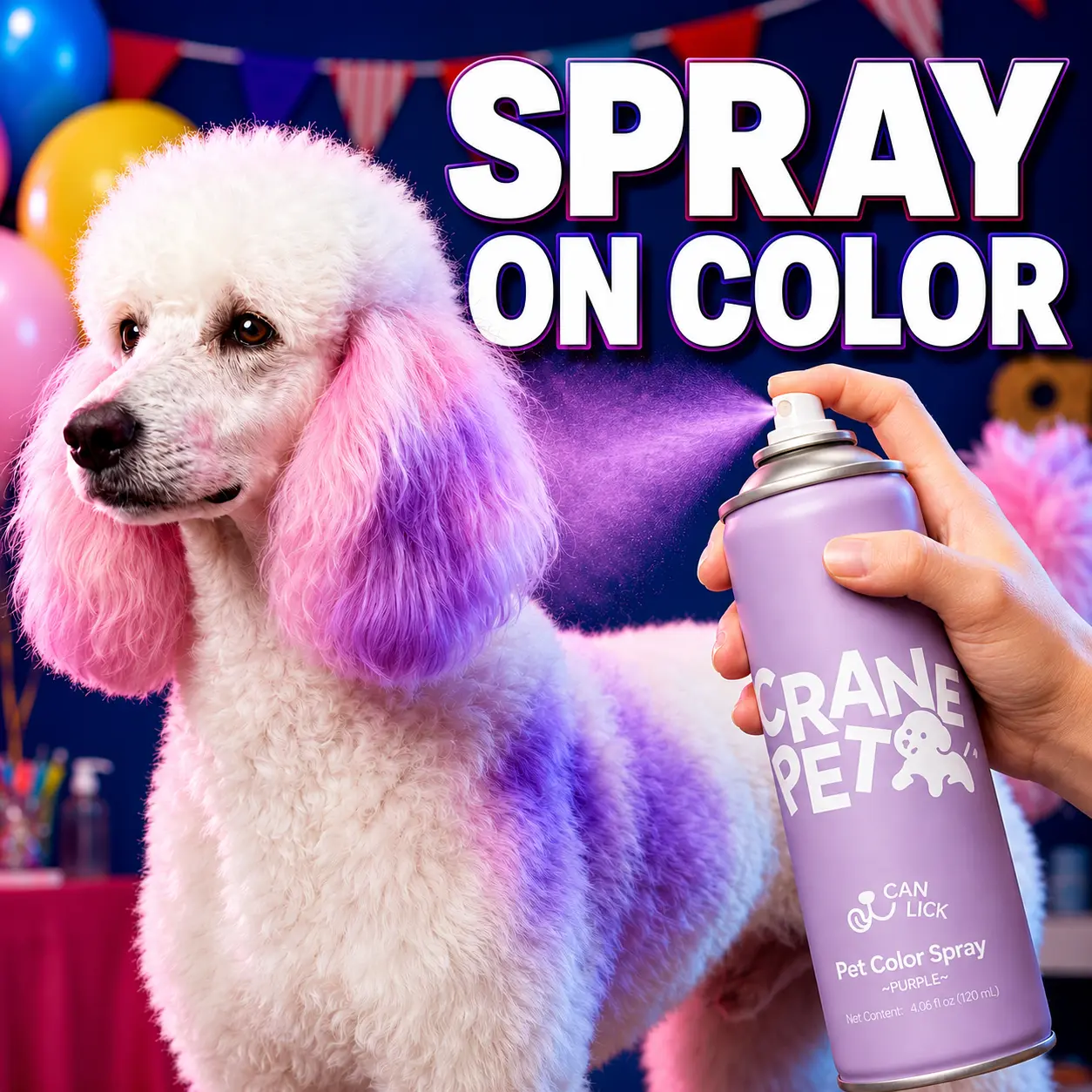 Pet hair dye Spray for Dogs & Cats, Washable, PetSafe, Non-Toxic Hair Color, Easy Spray-On & ShampooWash-Off