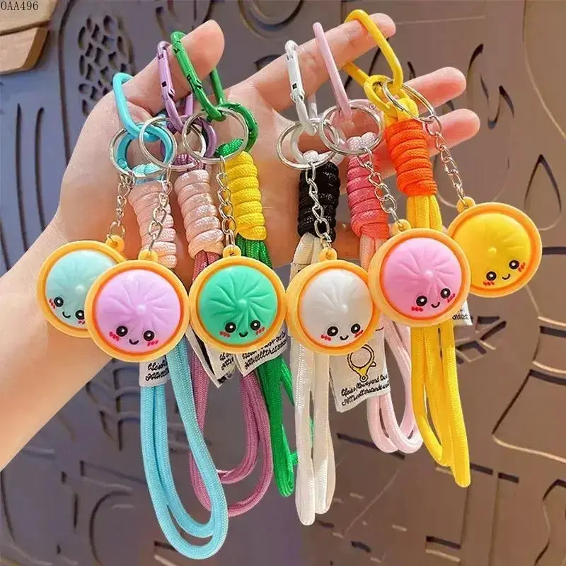 Unisex 6-Piece Kawaii Rainbow Dumpling Squishy Keychain Set Soft Silicone Fidget Toy for Backpacks Party Favors Stress Relief