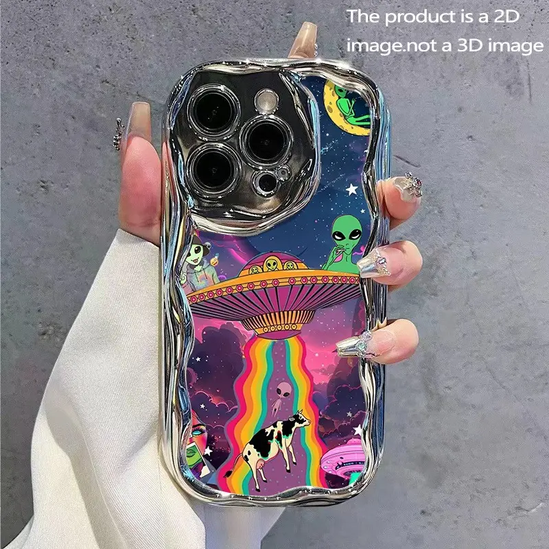 Psychedelic alien graffiti pattern, drop-proof and scratch-resistant, compatible with iPhone 17/16/15/14/13/12/11/X/XS/XSMAX, trendy and personalized gift, a must-have for friends or trendsetters, perfect holiday gift for friends, family, and yourself