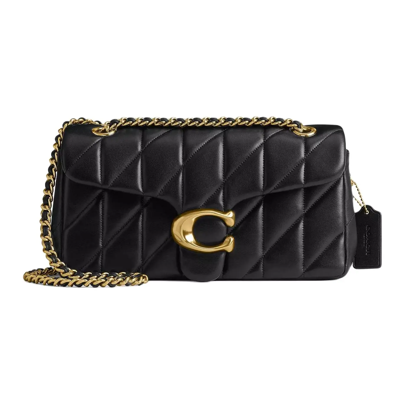 Coach Tabby 26 Crossbody Shoulder Bag for Women, Quilted Logo Design in Black Lambskin