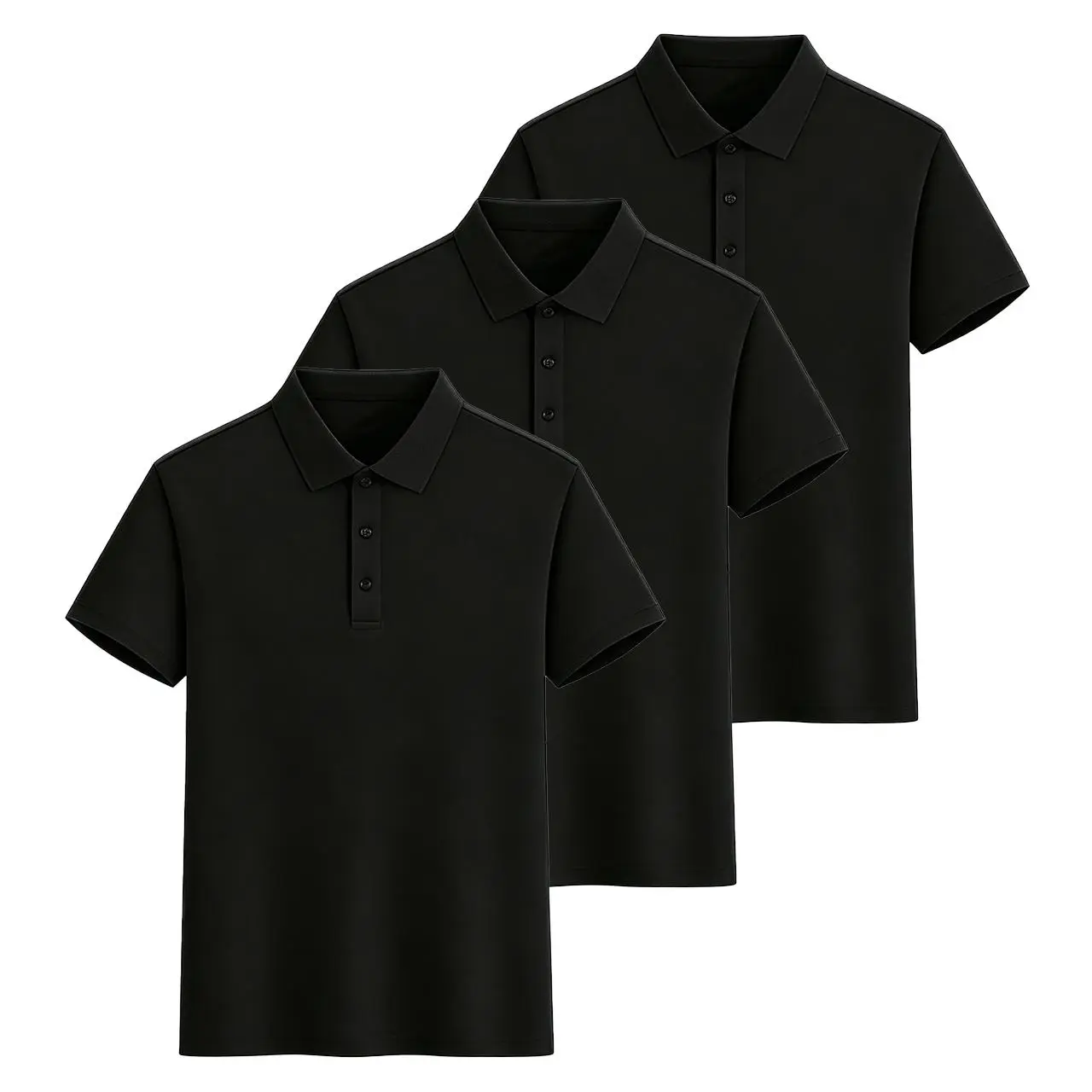 Men's 3-Piece Pack Polo Shirts, Menswear Casual Short-Sleeve Solid Color Tops, Lightweight Relaxed Fit for Daily Wear, Three-Piece Pack,clothes for back to school,first day of school outfits