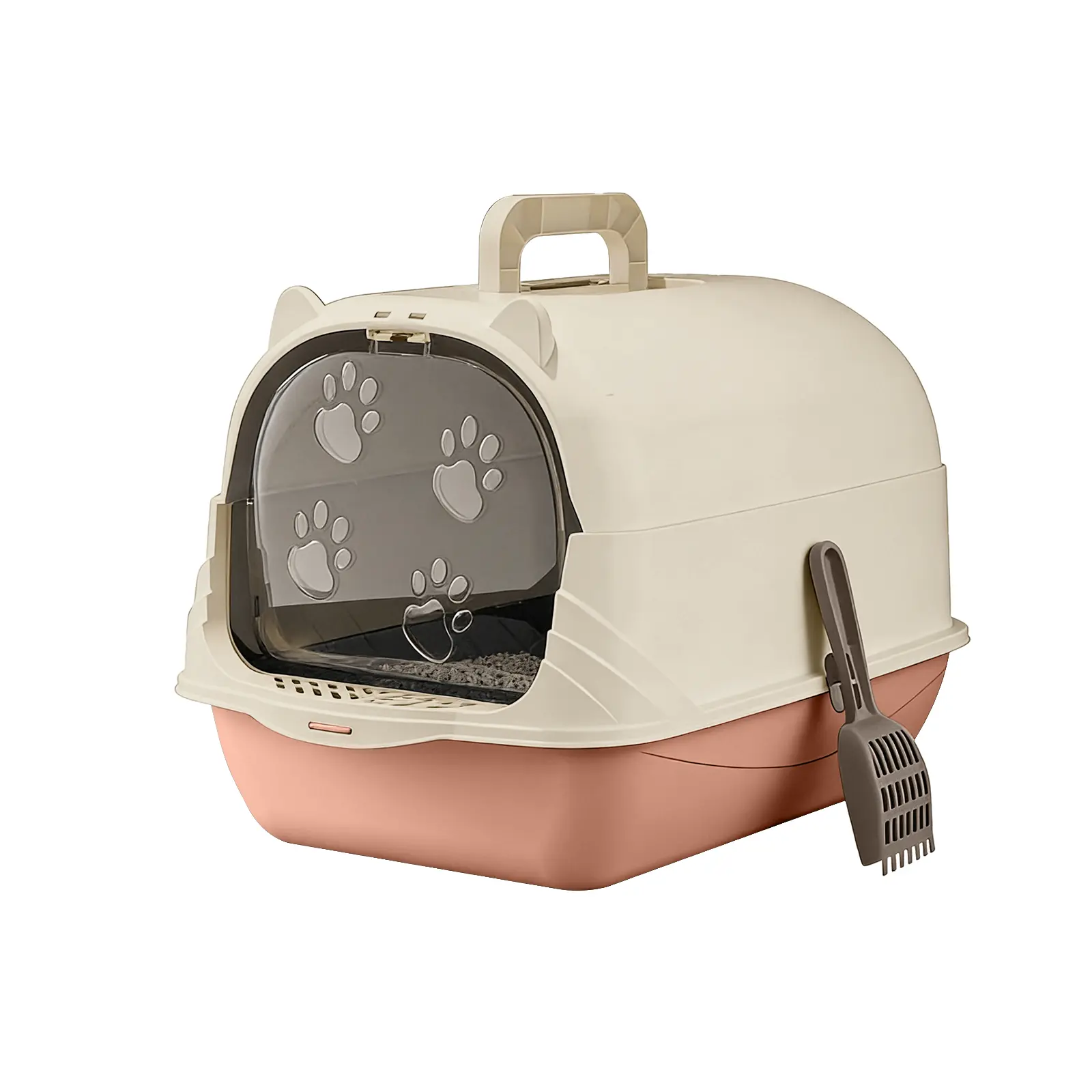 Cat Litter Box Cat Litter Tray with Lid Covered Large with Fully Enclosed Litter Pan Cat Toilet Cat Litter Tray with Cover Scoop