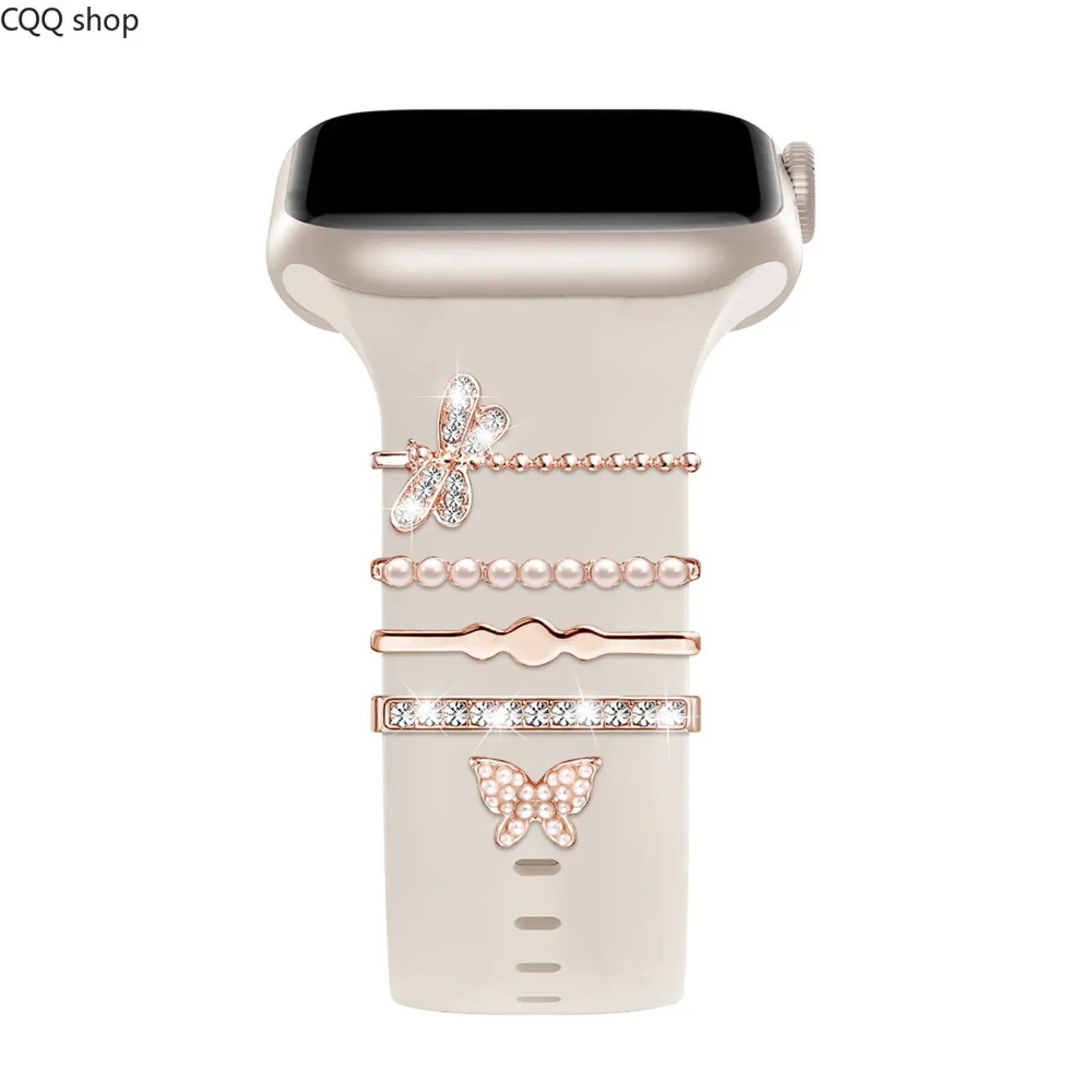 New Butterfly Clasp Watch Band Charms, Decorative Ring Ornaments Compatible with Apple Watch Silicone Straps, Cute Stylish Watch Decor Accessories for Women Daily Casual Outfits