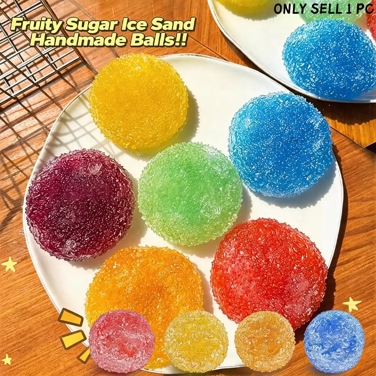 Crunchy Slushy Squishy Ball, Ice Skin Stress Relief Fidget Toy, Soft Sensory Toy for Anxiety, Cute Handmade Design