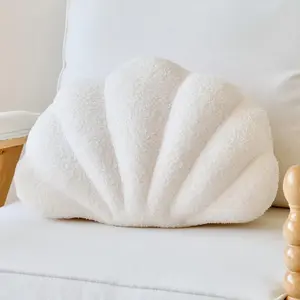 18ACTIVEKITLfsaaj Ivory Seashell Throw Pillows, Shell Shaped Throw Pillows, 13 Inch Soft Home Decorative Pillow Plush Cushion for Bed Couch Living Sofa Room Decor Accent Throw Pillow