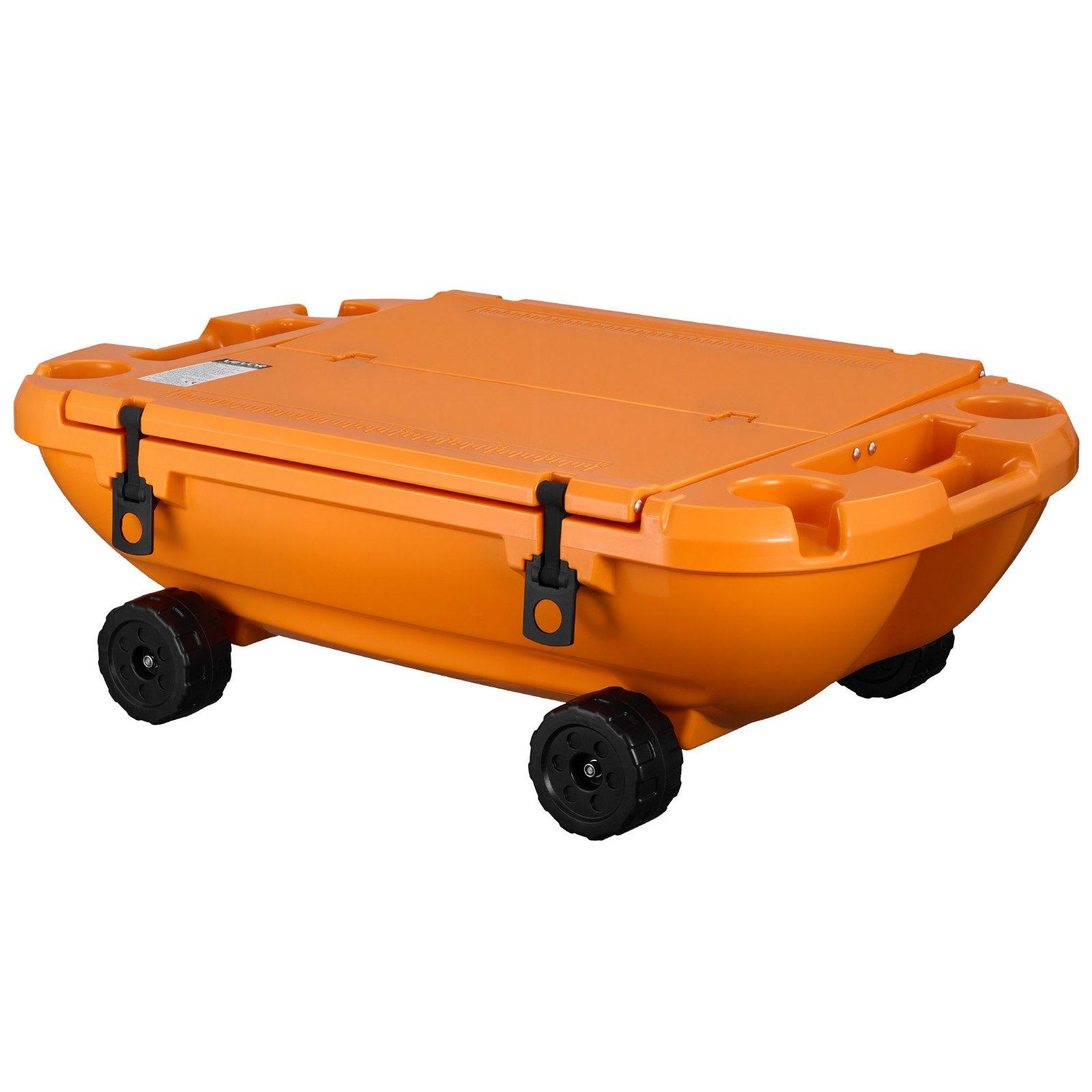 VEVOR Floating Cooler, 40 QT Floating Ice Chest with Dry Storage, Wheels & Tow Rope, Premium LLDPE Amphibious Drink Cooler for Water & Land, Cruise Stable on Lake, River, Pool, Beach, Kayak, Orange