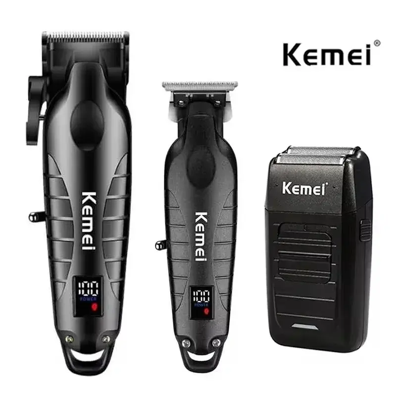 Kemei Rechargeable Wireless Hair Clipper Set, Men's Electric Shaver, Trimmer, Professional Hair Clipper Km-2290 Km-2293 Km-1102