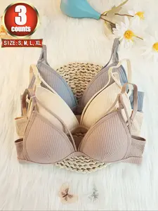 Women's Plain Cut Out Wireless Fitted Knit Everyday Bra, Soft Comfortable Adjustable Strap Bra for Daily Wear, Ladies Lingerie for All Seasons, Underwear, Casual