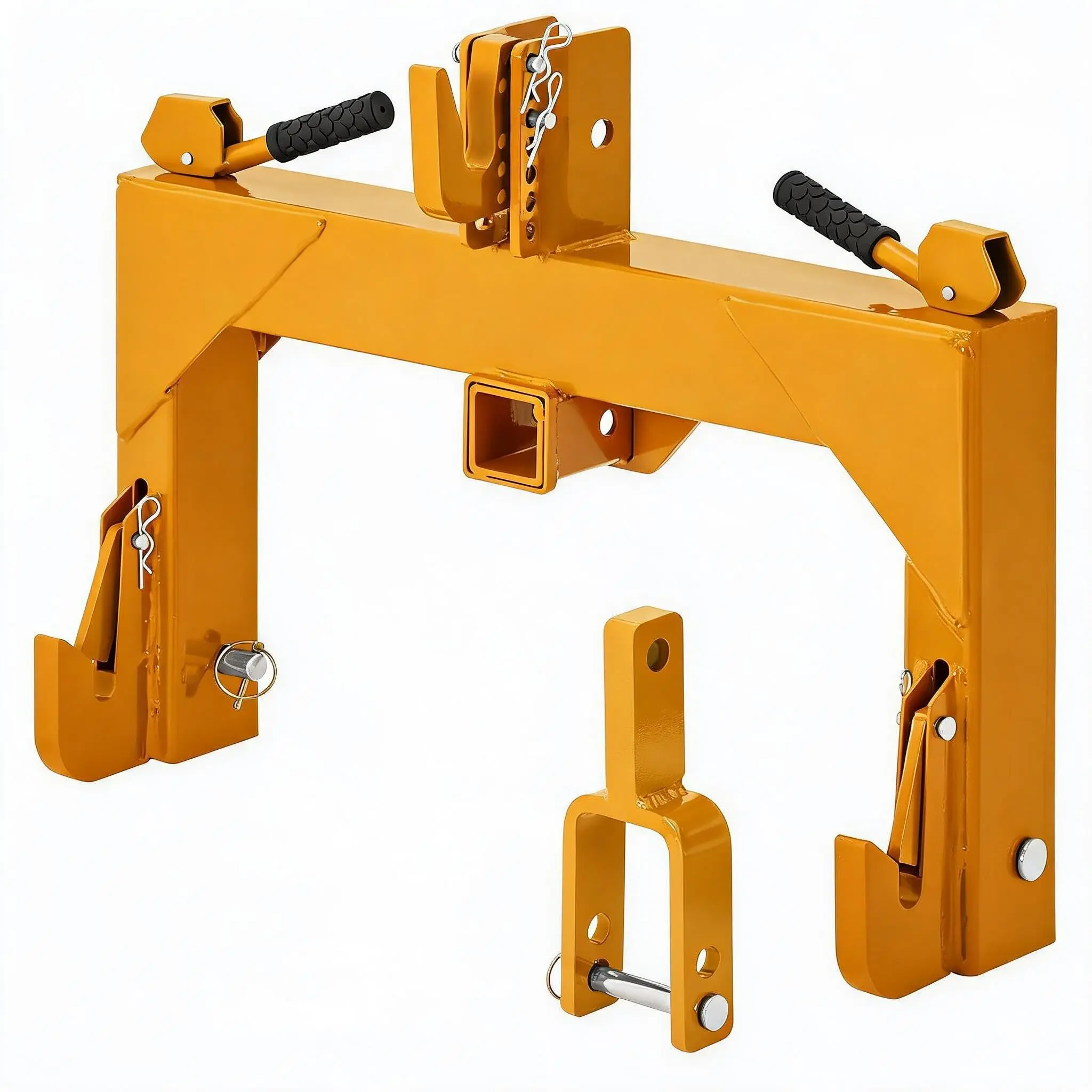 Garvee 3-Point Quick Hitch with 2" Receiver & Versatile Top Adapter – Category 1 Compatible, No Bushing Needed, 3000 Lbs Lift Capacity, 5-Level Adjustable Bolt & Reinforced Rib Design for Tractors