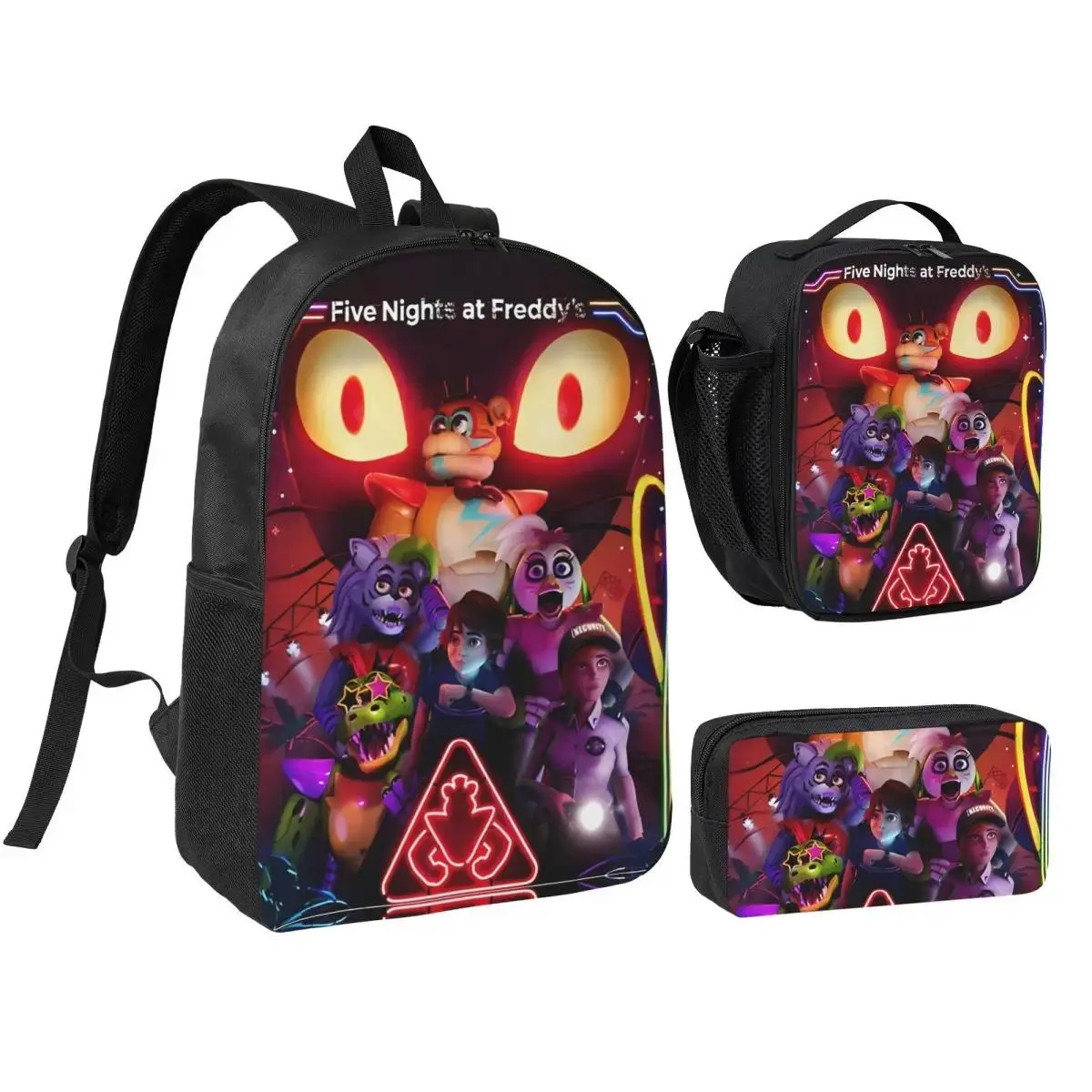 Movie FNAF 3pecs/set Backpack for Teenage Game Canvas Bags Lunch bag Pencil Case